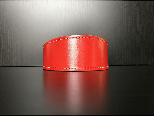 Felt Lined Red Half Matte - Whippet Leather Collar - Size M
